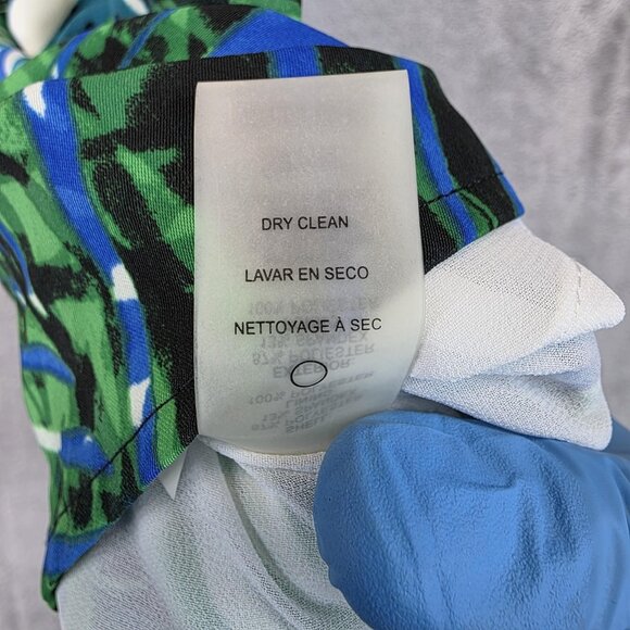 Calvin Klein Top Womens Medium Green Tropical Palm Print Cold Shoulder NWT - Picture 9 of 10